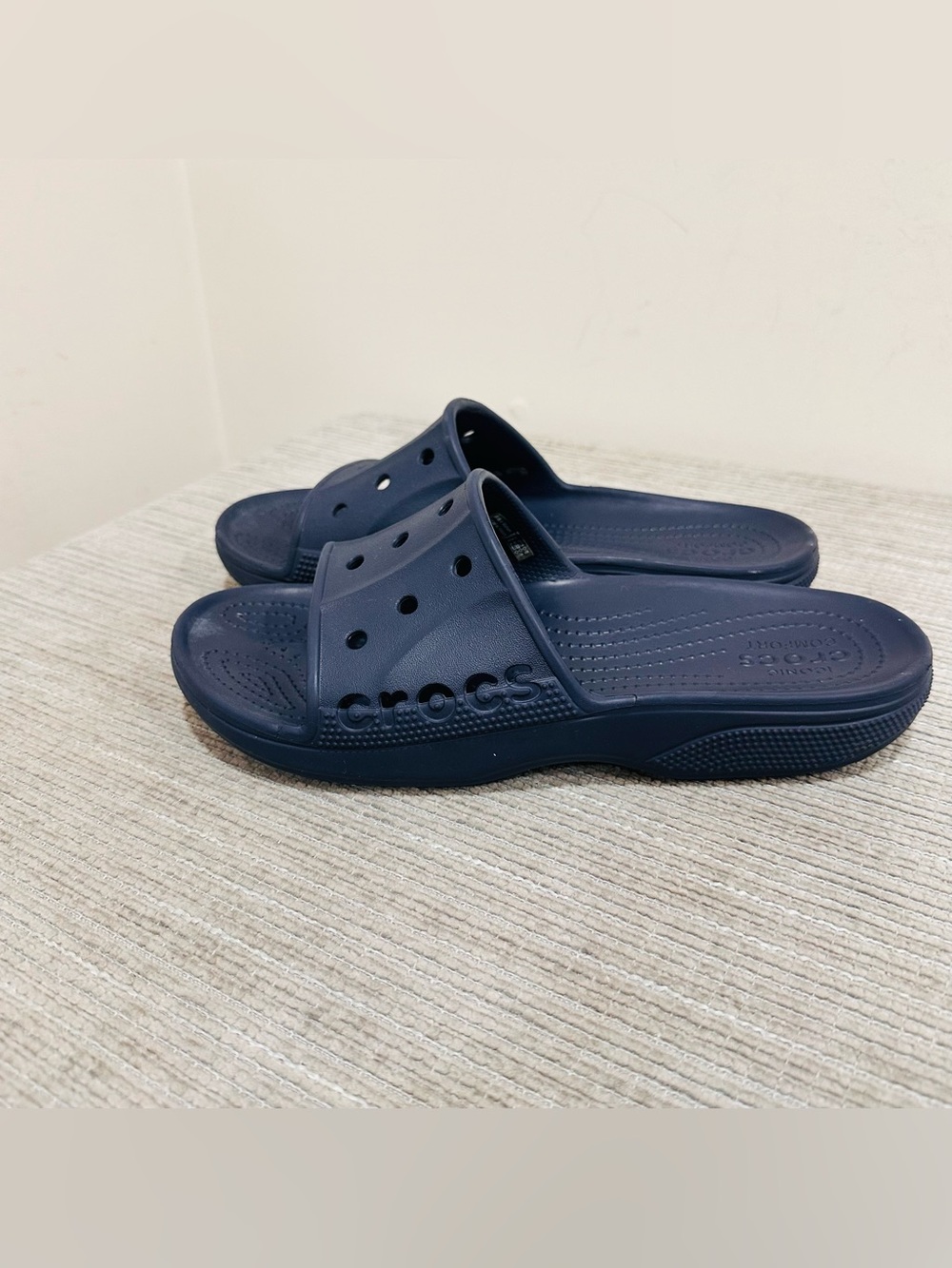 Crocs Baya Slide Sandals Womens 10 Blue Slip On Shoes Pool Beach